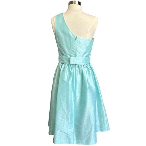 Alfred Sung One Shoulder Dupioni Belted Cocktail Dress Style D528 Sea Side - Picture 3 of 12